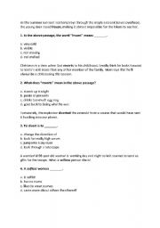 English Worksheet: contextual meanings