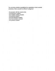 English Worksheet: superlatives