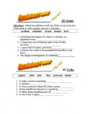English Worksheet: Vocabulary Power - Energizer Exercises - Words in the News - Answer Key Included