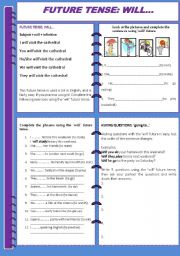 English Worksheet: Future Tense: will