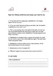 English worksheet: globalizationpart I