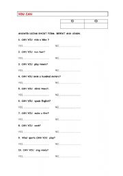 English worksheet: Can you?