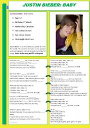 English Worksheet: Justin Bieber: Baby