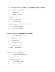 English Worksheet: Interrrogative Sentences