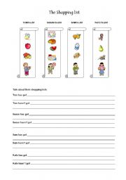 English worksheet: The shopping list