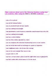 English worksheet: FIRST & SECOND CONDITIONALS ORAL EXERCISE