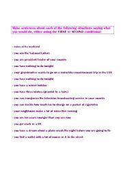 English Worksheet: FIRST & SECOND CONDITIONALS ORAL EXERCISE