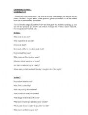 English worksheet: Speaking test Elementary