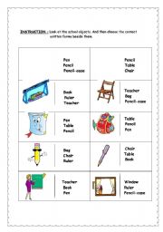 English worksheet: school objects