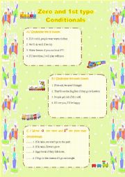 Zero and 1st Type Conditionals, 2 page practice