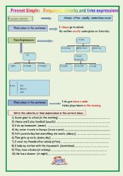 English Worksheet: frequency adverbs and time expressions