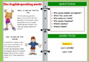 English Worksheet: English-speaking world
