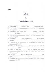 English worksheet: Conditions 1 and 2