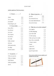 English worksheet: SURVEY SHEET