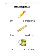English Worksheet: How Long Am I?