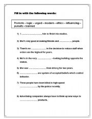 English worksheet: vocab