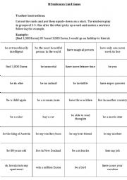 English Worksheet: If-sentences card game