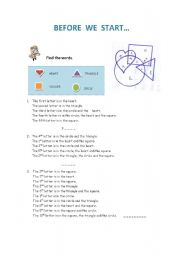 English Worksheet: Warm-up: circle, triangle, heart and square.