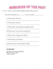 English worksheet: Memories of the past