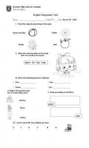 English Worksheet: Diagnostic test