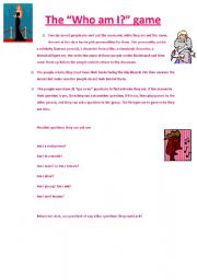 English Worksheet: Who am I? game