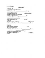 English worksheet: i need you -3T 