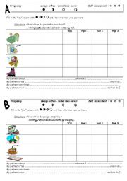 English Worksheet: Pairwork - Frequency