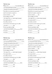 English worksheet: Alvin and chipmunks first song
