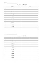 English worksheet: Irregular verbs TEST 1