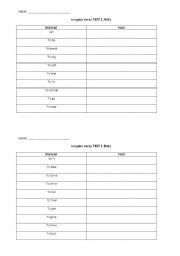 English Worksheet: Irregular verbs TEST 1