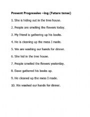 English Worksheet: Present Progressive -ing