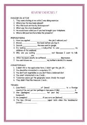 English Worksheet: review exercises 7