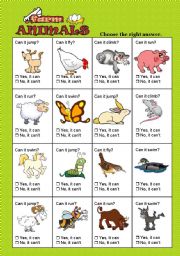 FARM ANIMALS + CAN /CANT TEST