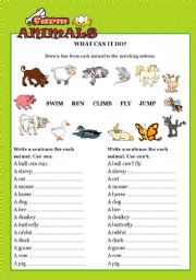 English Worksheet: FARM ANIMALS - What can it do?