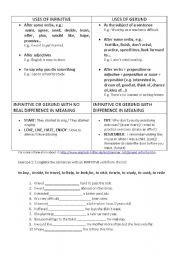 English Worksheet: Uses of gerund and infinitive