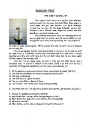 English Worksheet: The ugly duckling - understanding the text