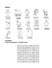 Animals worksheet 