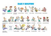 English Worksheet: DAILY ROUTINE PICTIONARY