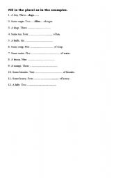 English worksheet: Fill in the plurals