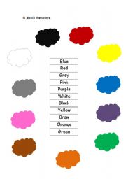 English Worksheet: MATCH THE COLOURS