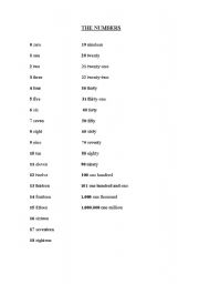 English worksheet: The Numbers (for adults)