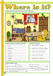 English Worksheet: Where is it? - Prepositions of place