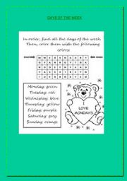 English worksheet: days of the week