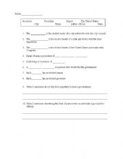English worksheet: Government Officials