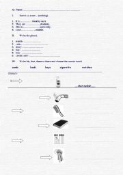 English worksheet: basic grammar test - 2 groups