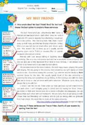 English Worksheet: My Best Friend  -  Reading Test