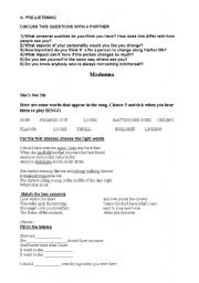 English Worksheet: Madonna - Shes not me