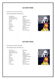 English Worksheet: Accident Prone, Lady Gaga parody