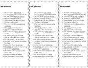 English Worksheet: Ask questions for intermediate students