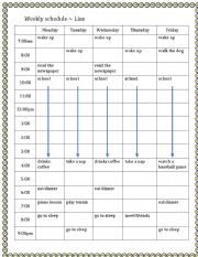 English Worksheet: Weekly Schedules 